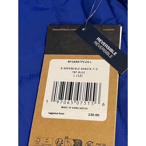The North Face Boys Reversible Shasta Hooded Jacket TNF Blue Large (12)NWT - Picture 6 of 15